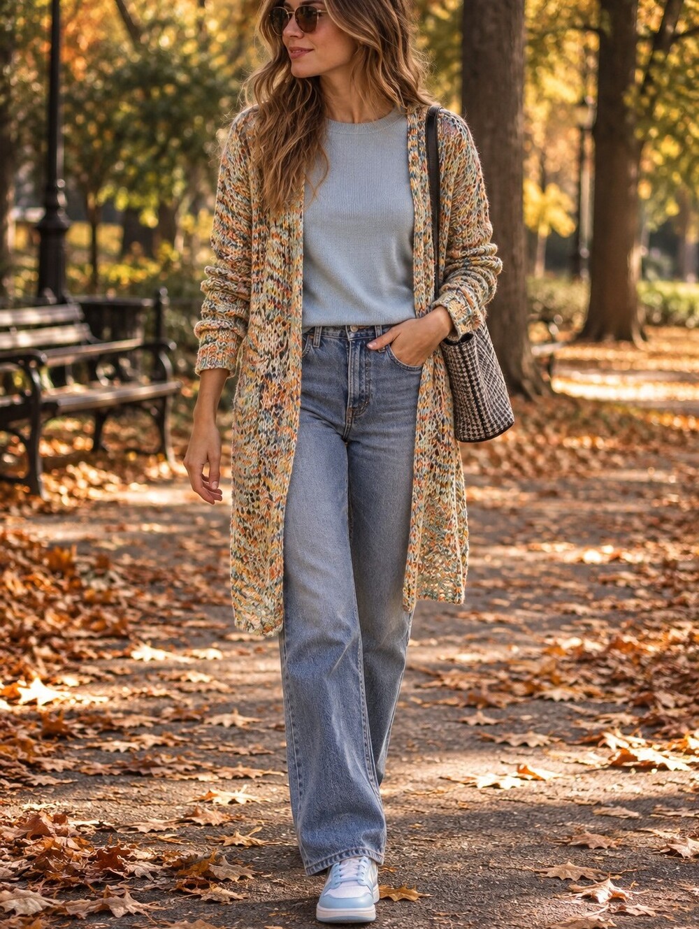 Multicolor Open Knit Women's Cardigan - Picture 1 of 4